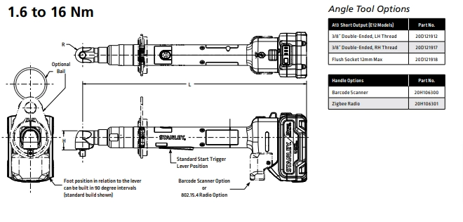 STANLEY B12LA 直角扭矩扳手 STANLEY B12LA 直角扭矩扳手